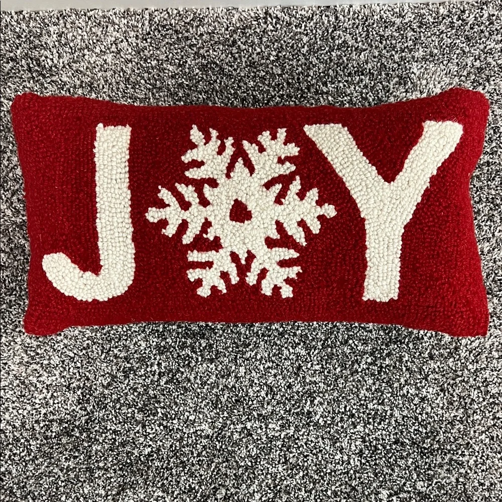 Joyful Red and Cream Holiday Pillow